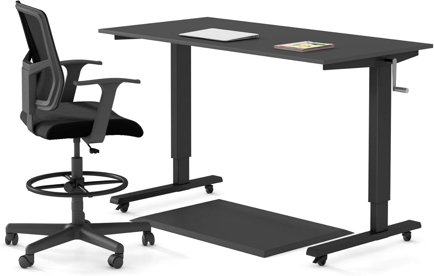 Stand Up Desk Store Standing Desk Home Office Bundle (Electric Starter - Black Frame/Black Top, 60
