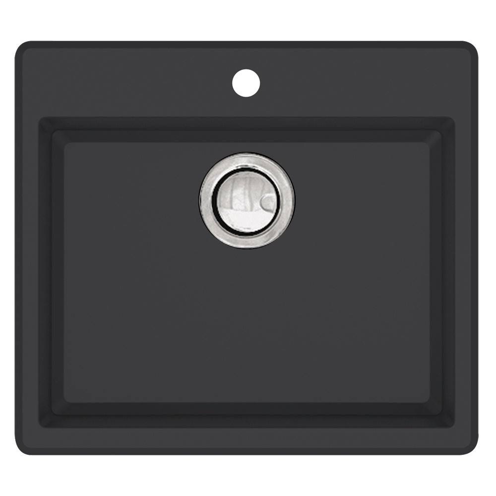 Transolid Quantum Granite 22-in Drop-In Kitchen Sink in Black