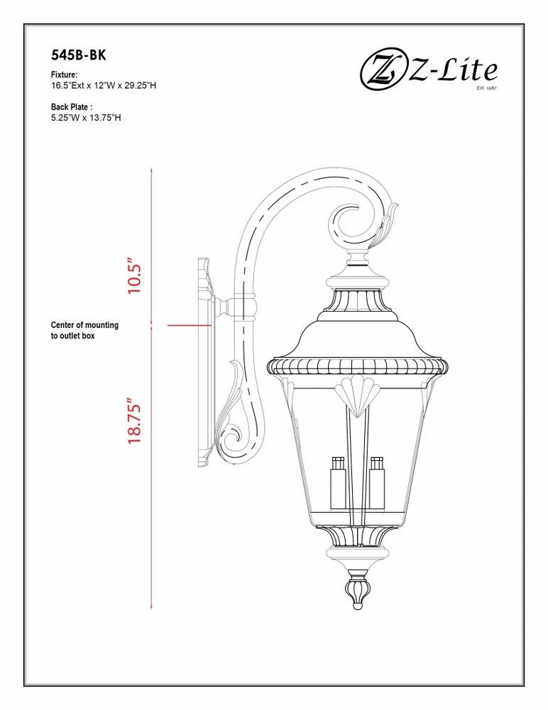 Z-Lite 545B-BK Medow 4 Light Outdoor Light, Black
