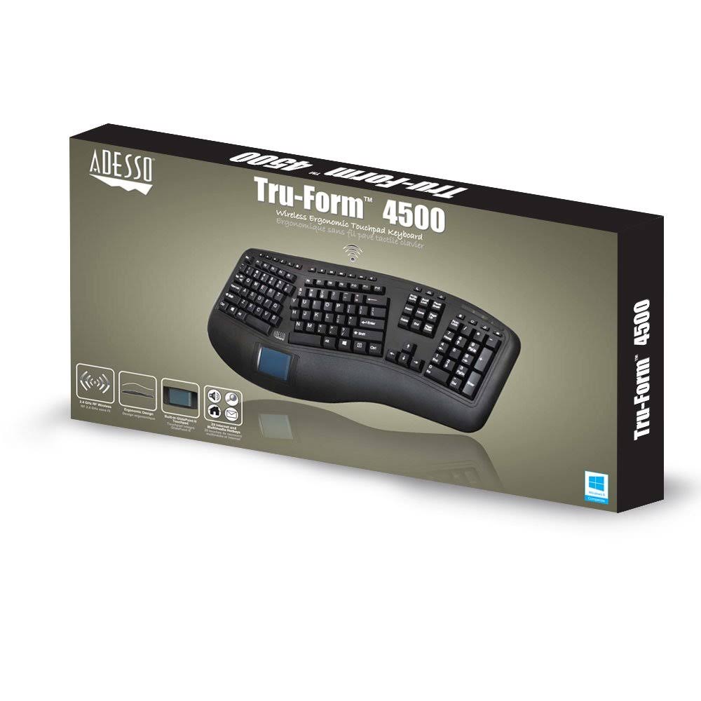 Adesso Tru-Form 4500 Wireless 2.4 GHz Membrane Keyboard - Black