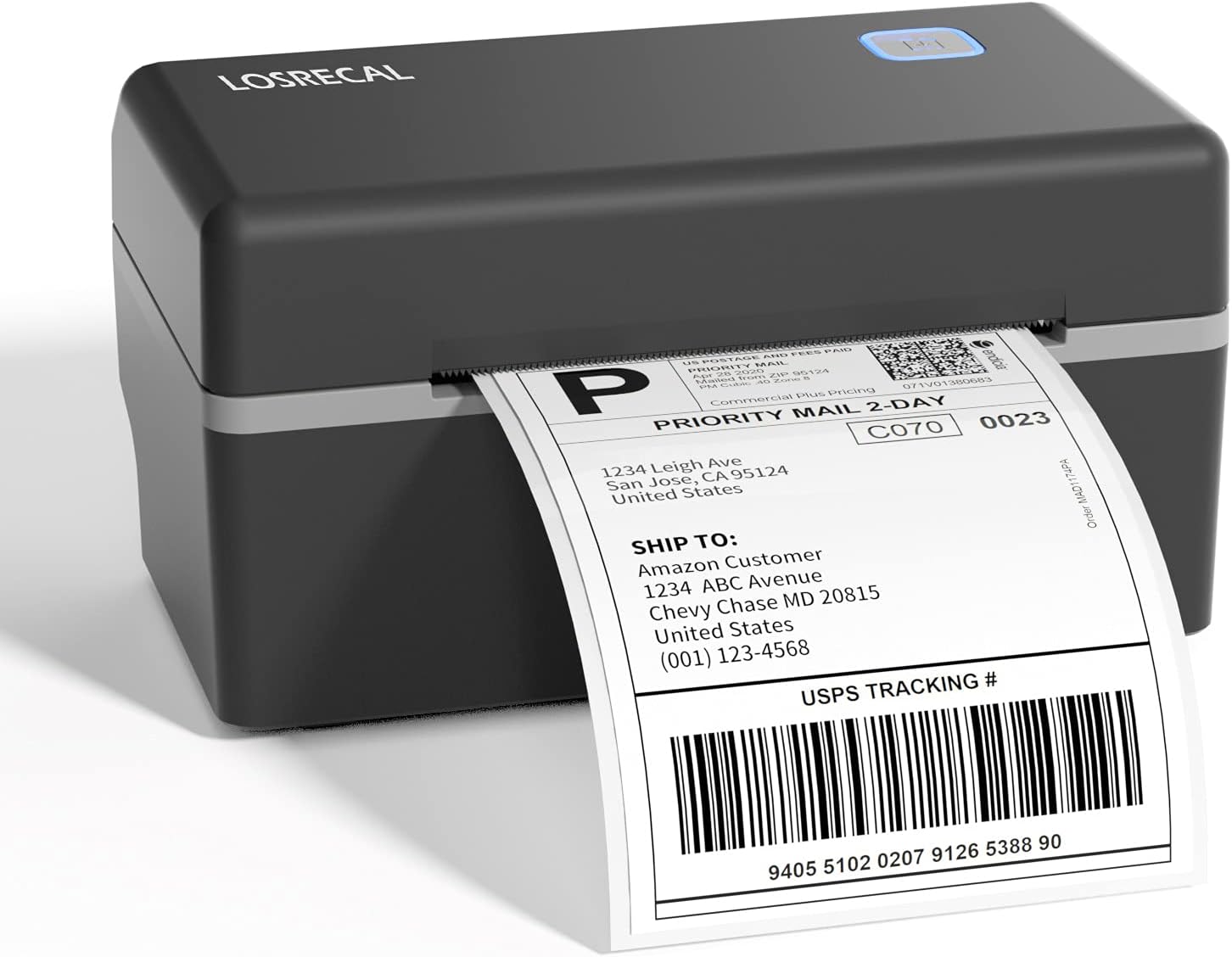 LOSRECAL Shipping Label Printer, 4x6 Thermal Label Printer, 152mm/s Desktop Barcode Label Printer for Shipping Packages Home Small Business, Compatible with Etsy, Ebay, Amazon, UPS, USPS
