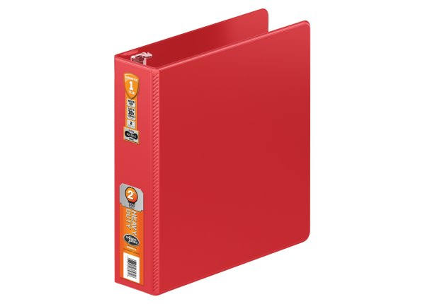 Wilson Jones Heavy Duty Round Ring Binder, Red, 2x22 - 8 pack