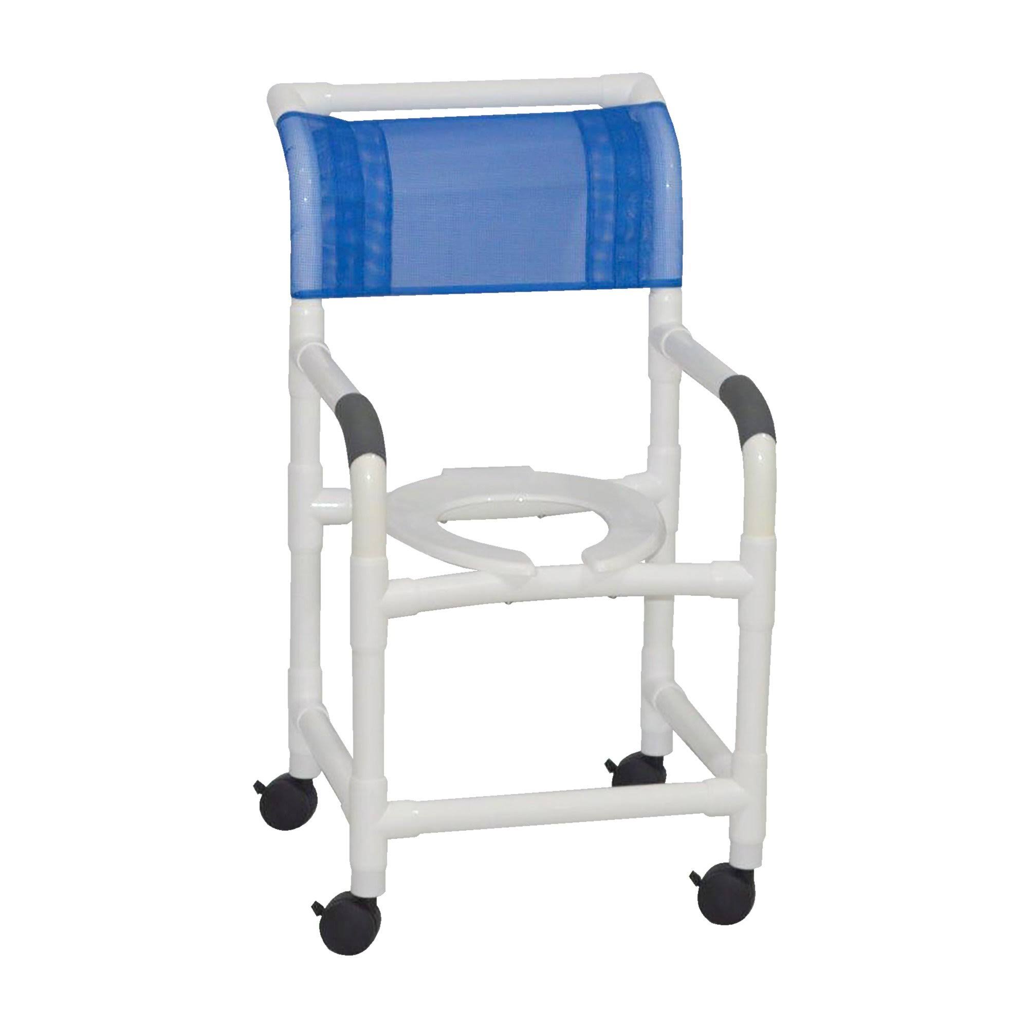 MJM International Shower Chair with Arms PVC Frame Mesh Back 21 inch Height, 118-3
