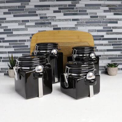 5.3 Qt. Kitchen Canister Set Orren Ellis Color: Black