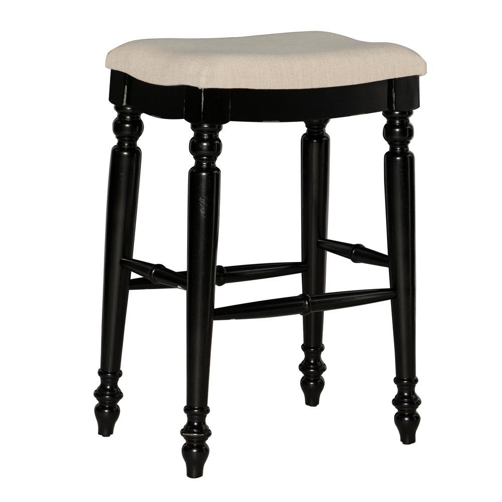 Linon Home Decor Marino 30 in. Black Backless Bar Stool, Beige/Black