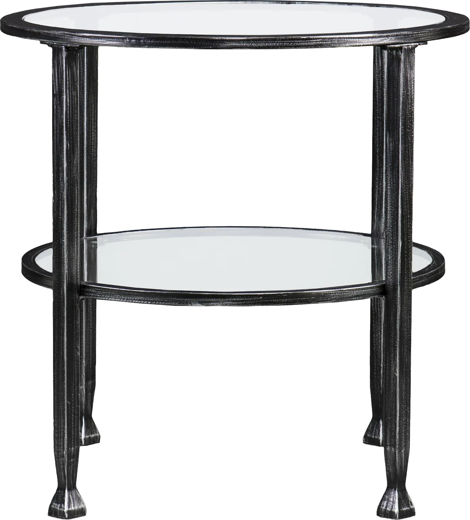 Southern Enterprises Jaymes Metal u0026 Glass Round End Table - Black