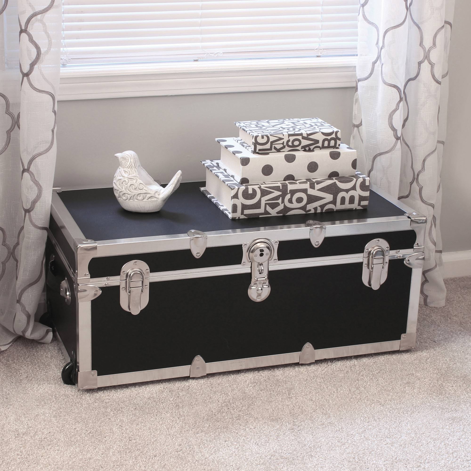 Seward Trunk Traveler 30 in. Locking Trunk with Wheels Black