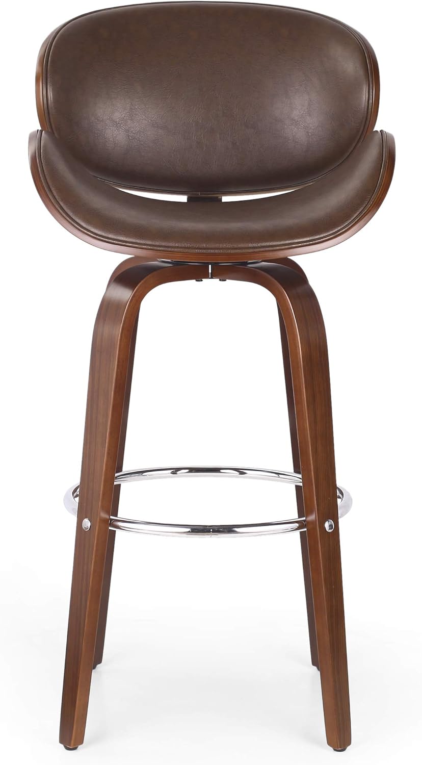 Christopher Knight Home Jakin Barstool, Midnight Black + Chrome + Walnut