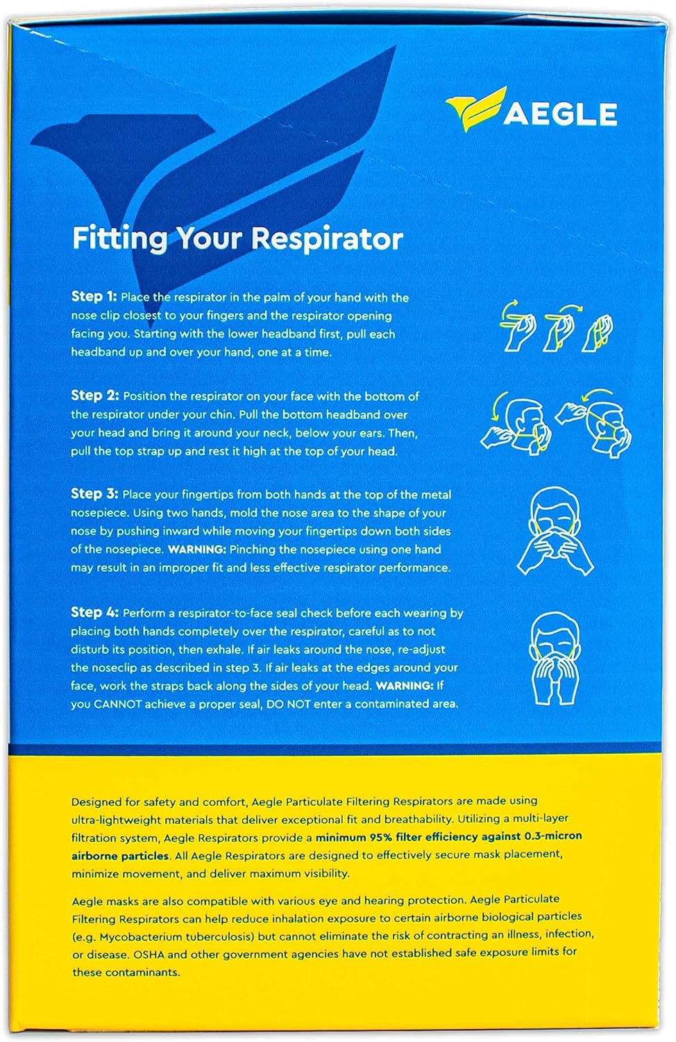 Aegle N95 Mask, USA, NIOSH-approved, 20/Pack, Personal Protective Equipment Particulate Respirator, STS-C100 Pack of 2