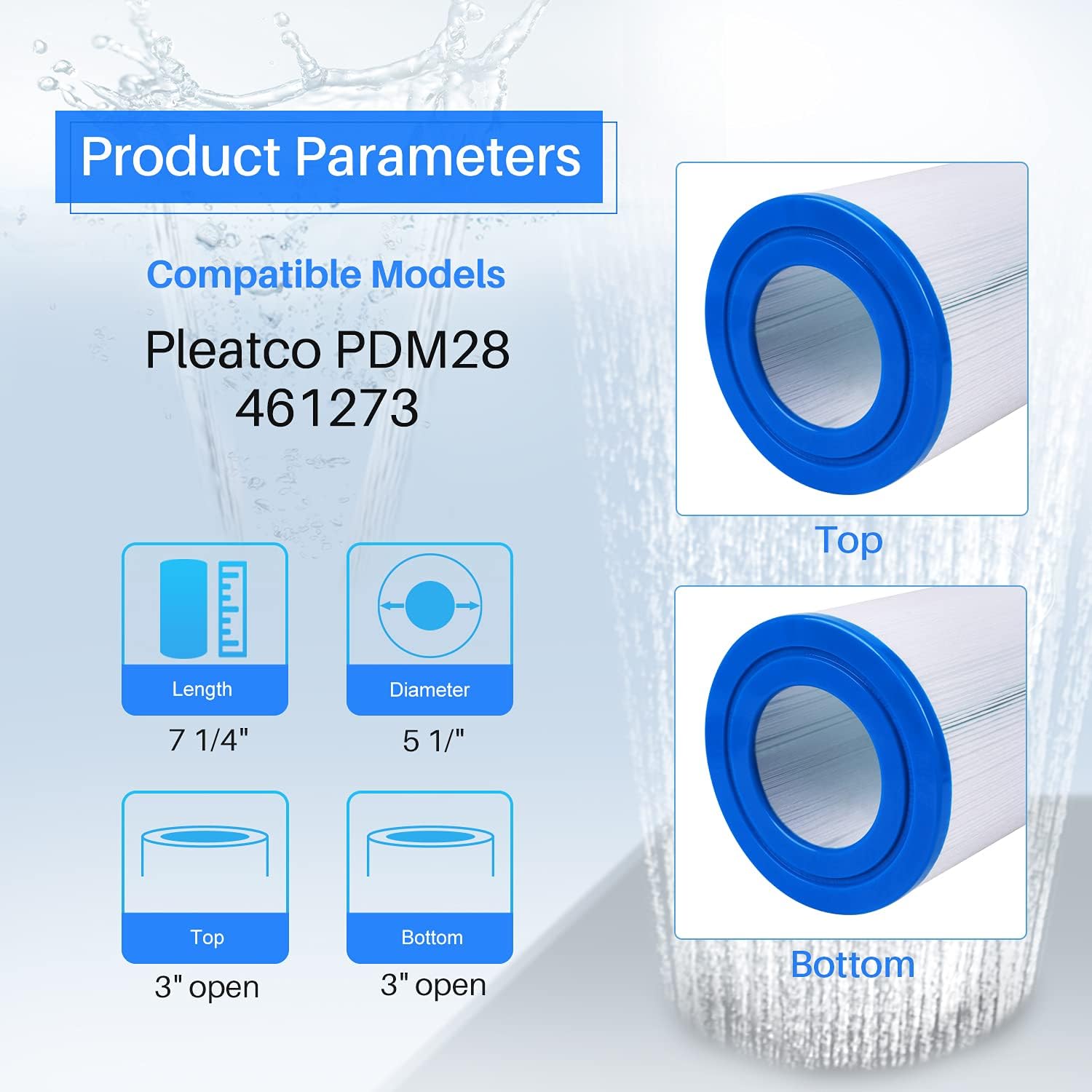 POOLPURE PDM28 Spa Filter Replaces Aquarest Dream Maker 461273 Hot Tub Filter, 2 Pack Pack of 2