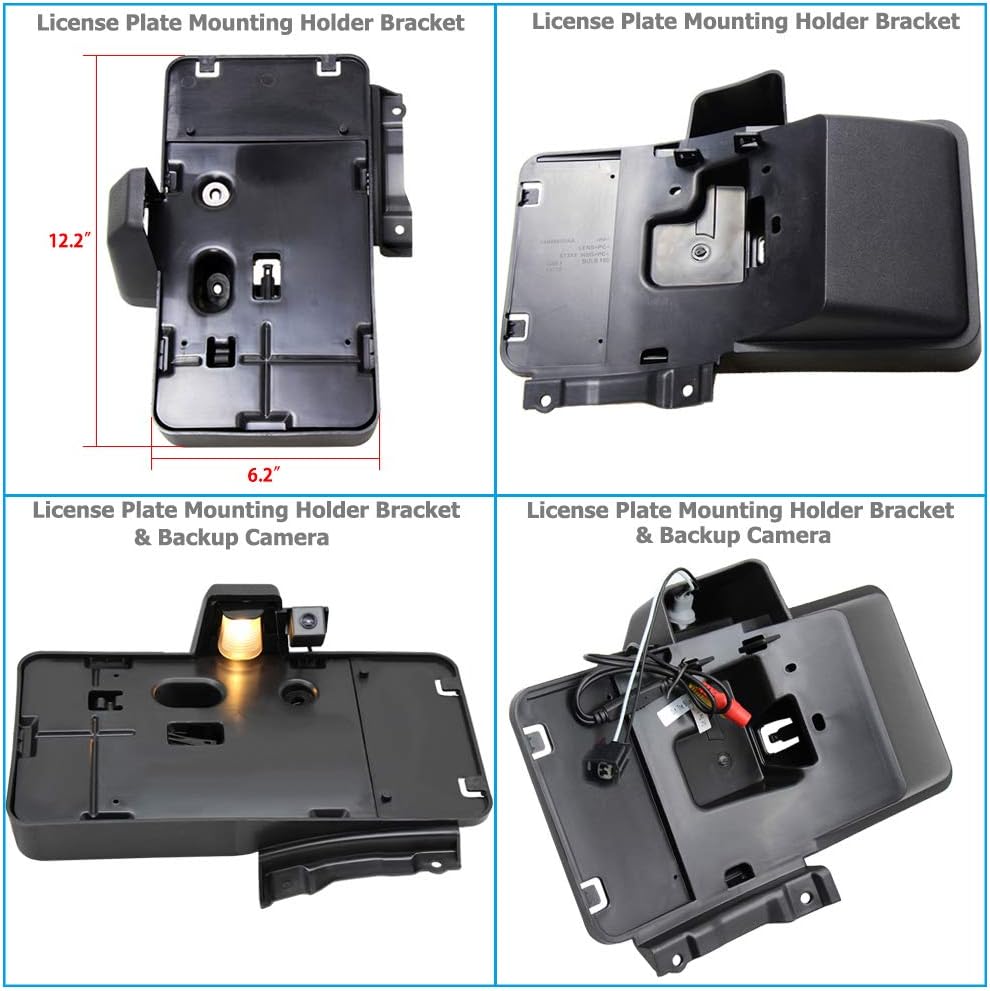 EWAY Rear License Plate Holder Frame Bracket & Backup Rear View Reverse Camera for 2007-2017 Jeep Wrangler JK Unlimited Kit Replaces 68064720AA Pack of 2