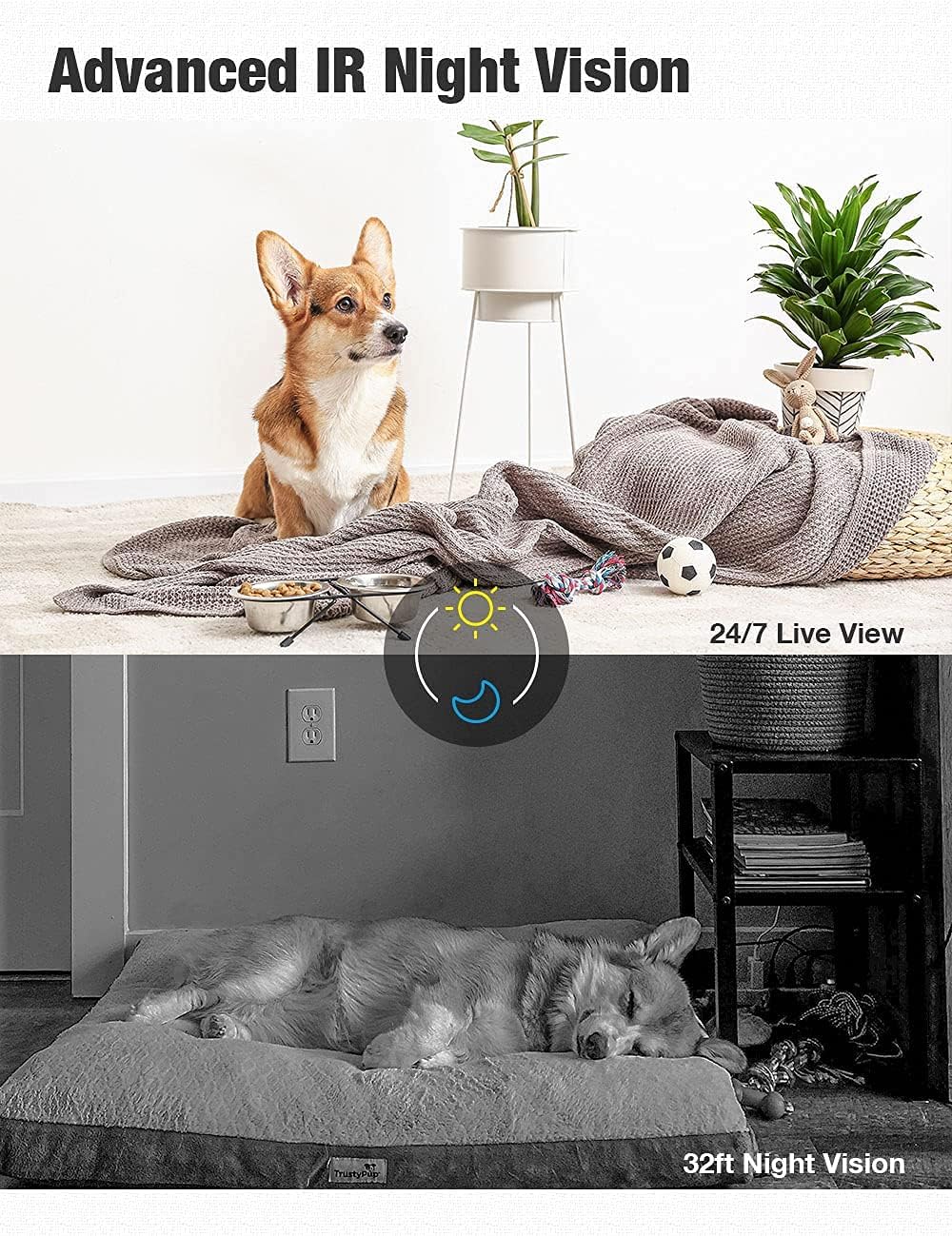 Pet Camera, Indoor Security Cam with 2-Way Talk Remote Live View, 2.4GHz WiFi,1080P Night Vision, Motion/Sound Detection, Works with Alexa for Home Baby Elder Surveillance Pack of 2