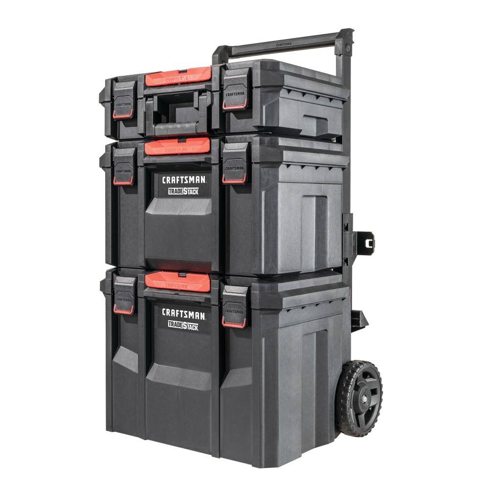 Craftsman TradeStack System Tower 22-in Black Plastic Wheels Lockable Tool Box | CMST60420