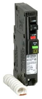 Schneider Electric QOB115VHAFI Mini Circuit Breaker, QO, 15A, 1 Pole, 120/240 VAC, 22 kA, Arc Fault, Pigtail, Bolt on Mount