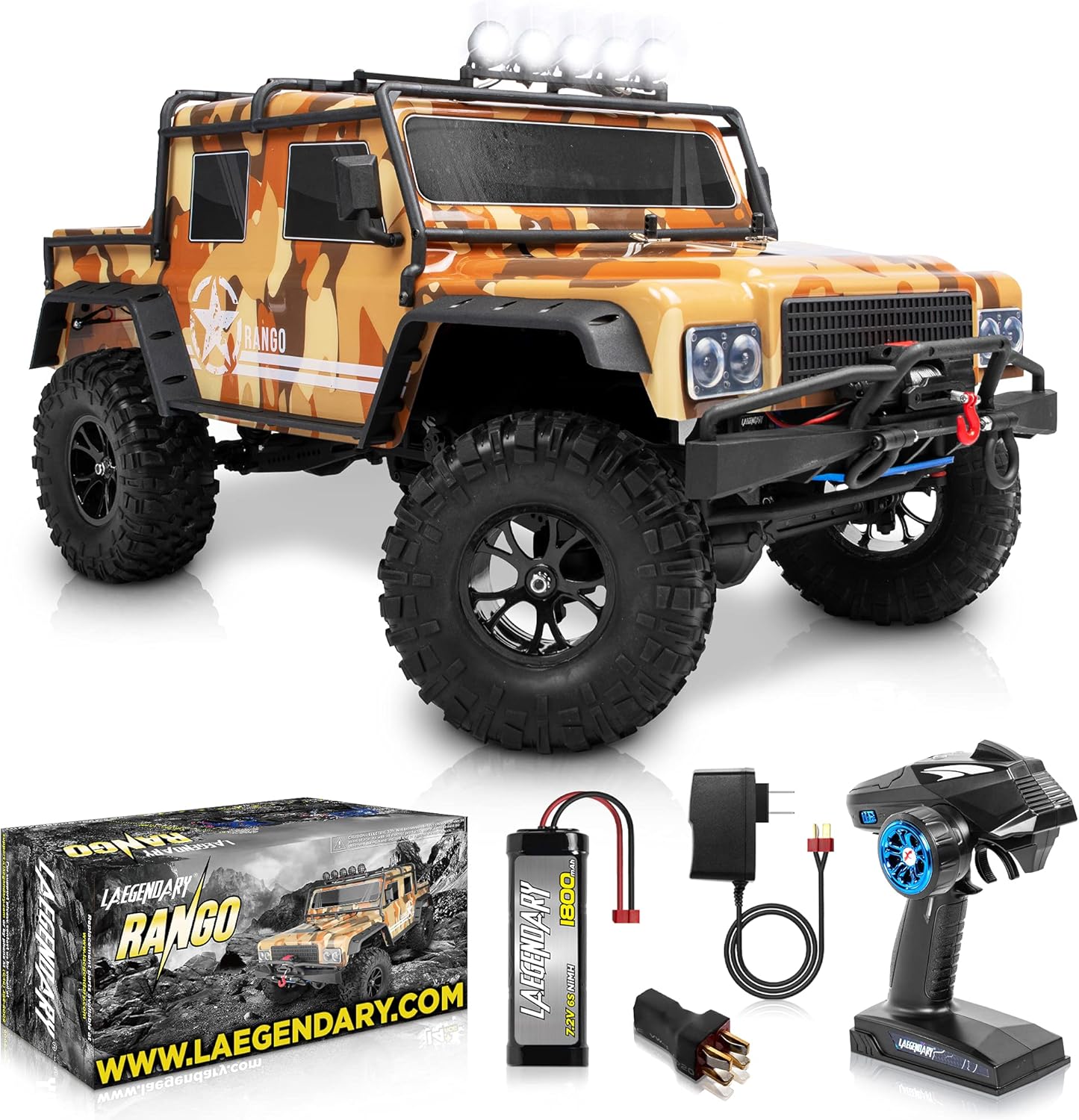 LAEGENDARY RC Crawler - 4x4 Offroad Crawler Remote Control Truck for Adults and Kids - RC Car, RC Rock Crawler, Fast Speed, Electric, Hobby Grade Car - 1:8 Scale, Brushed, Army Green Pack of 2