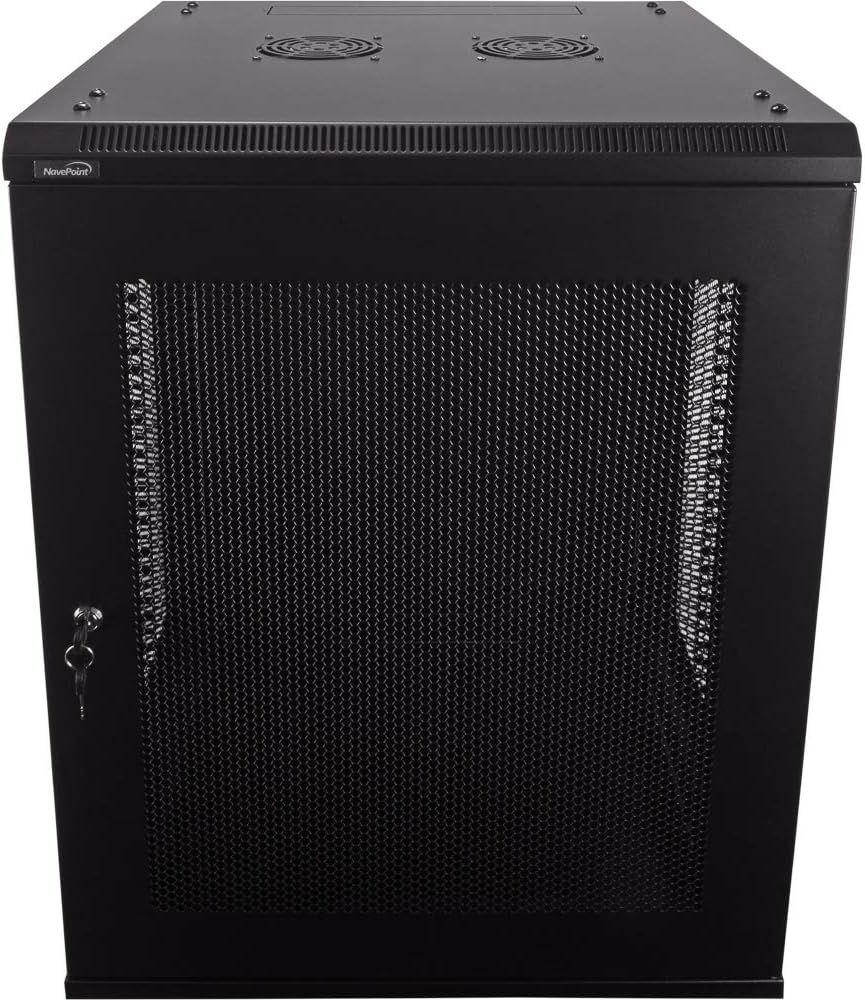 NavePoint 15U Deluxe IT Wallmount Cabinet Enclosure 19-Inch Server Network Rack with Locking Perforated Door 24-Inches Deep Black
