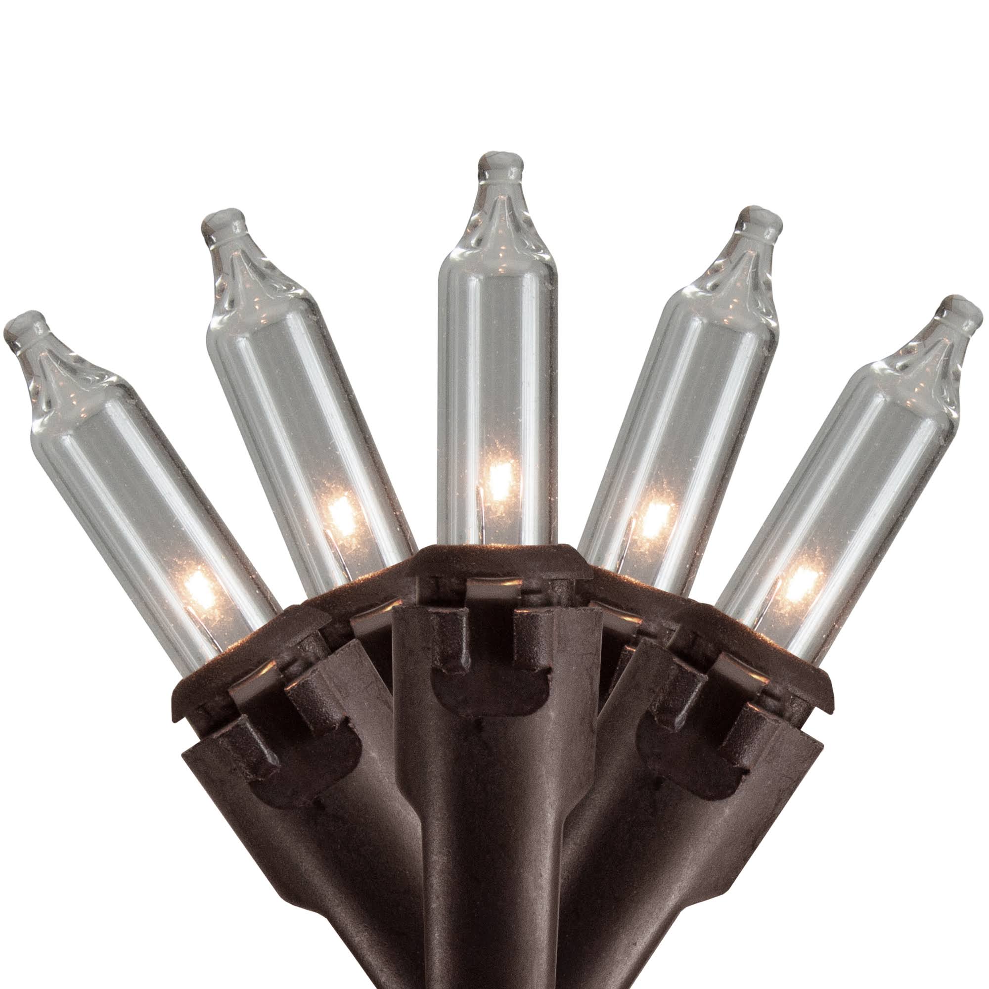 Set of 300 Clear Color Mini Christmas Lights 6x22 Spacing - Brown Wire