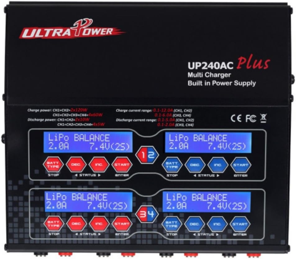 Ultra Power UP240 AC Plus 240W 4-Port Multi-Chemistry AC/DC Charger