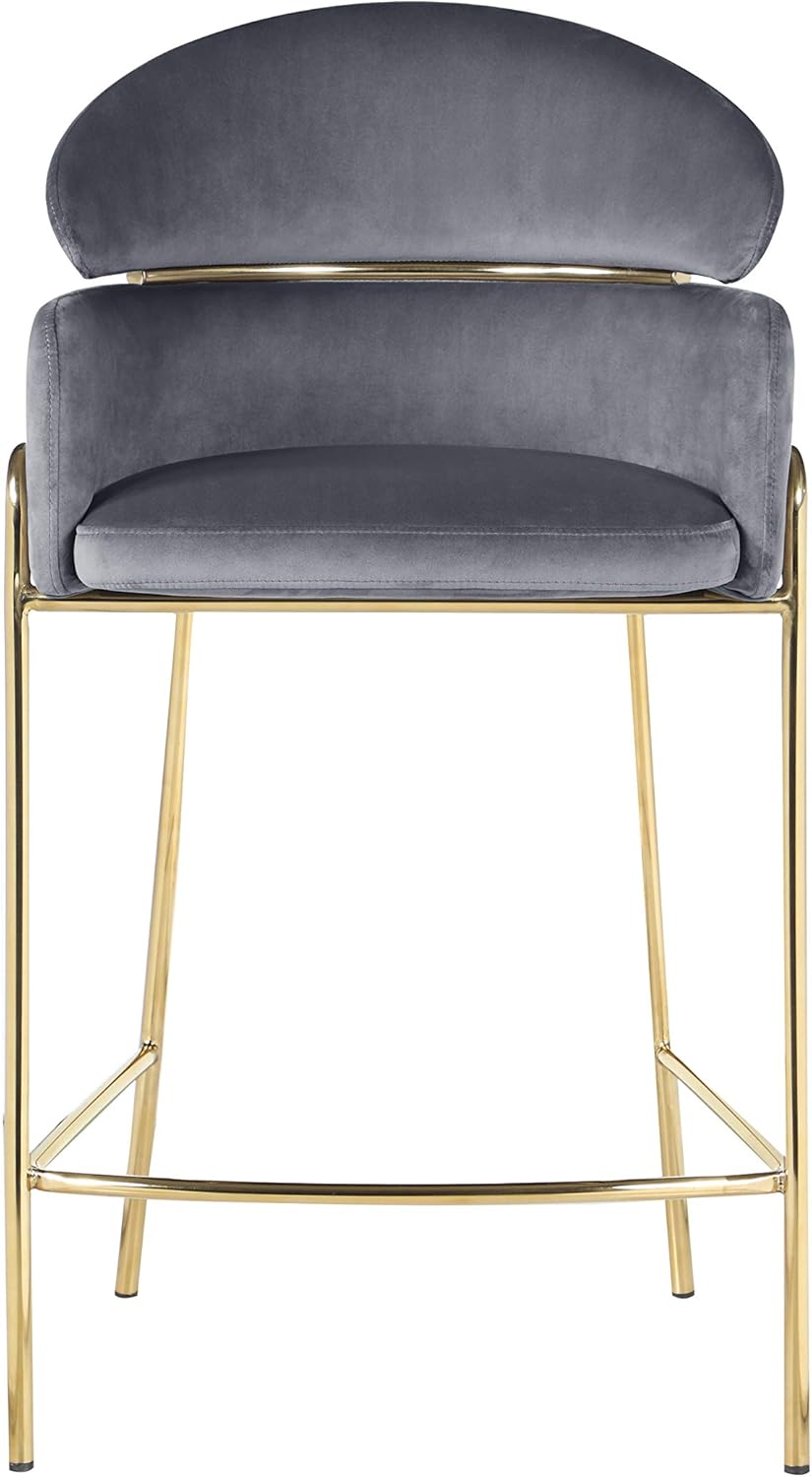 Coaster Home Furnishings Arched Back Counter Height Stool Grey and Brass
