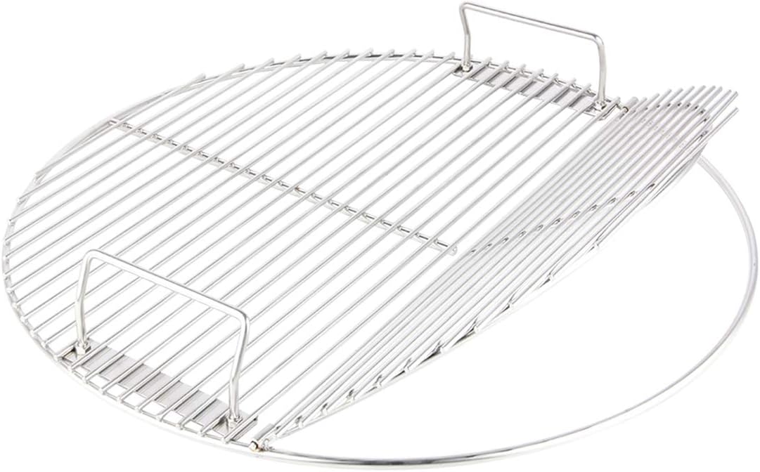 KAMaster Stainless Steel Cooking Grate for 22 in Weber Charcoal Grills 21.5 in Round Hinged Cooking Grid Grill Accessory Replaces for Weber Original Kettle Series Pack of 2