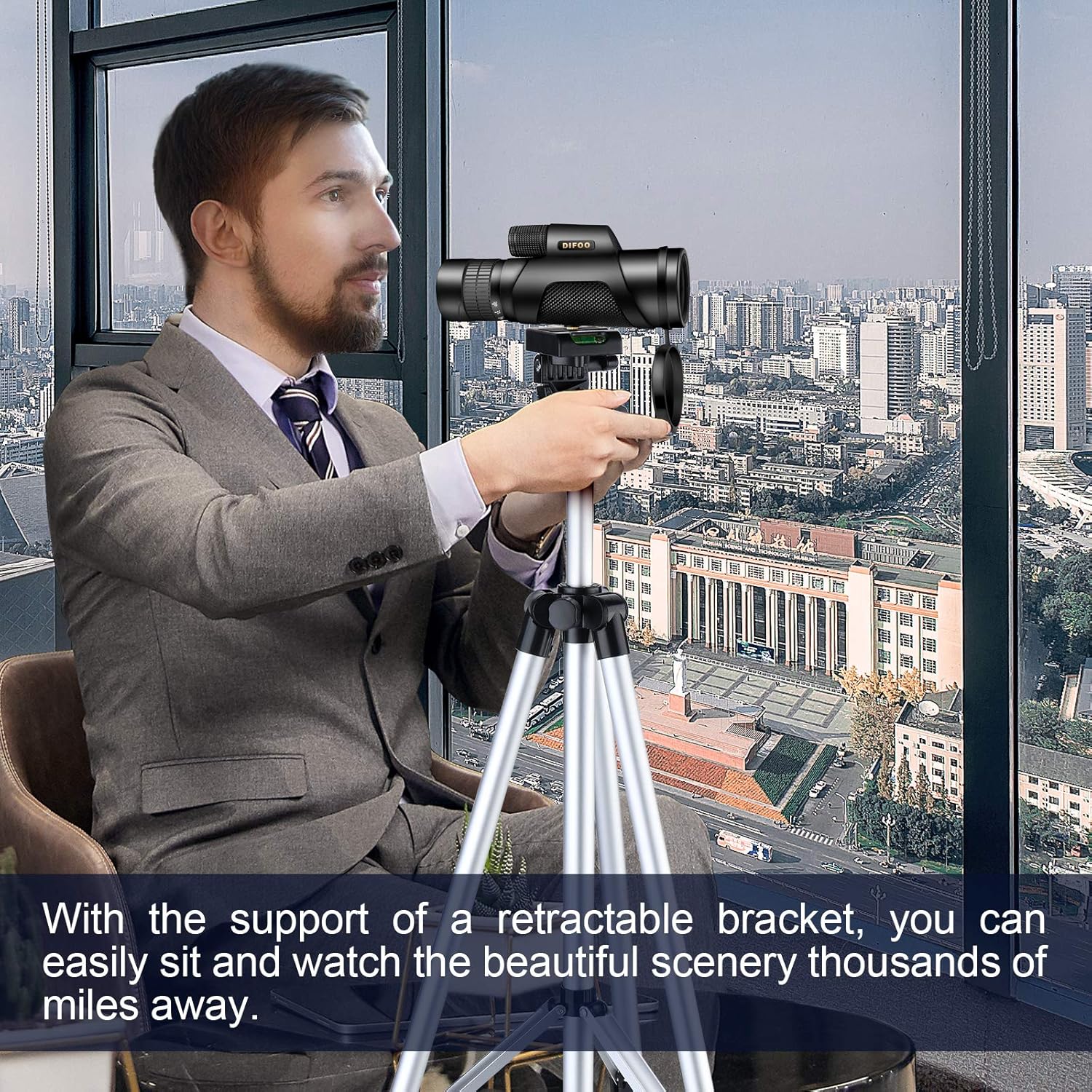 DIFOO Zoom Monocular Telescope 10-30X50 High Power Cosmic Scope Monocular for Adults Smartphone, with Telescopic Bracket Smartphone Holder & Tripod BAK4 Prism