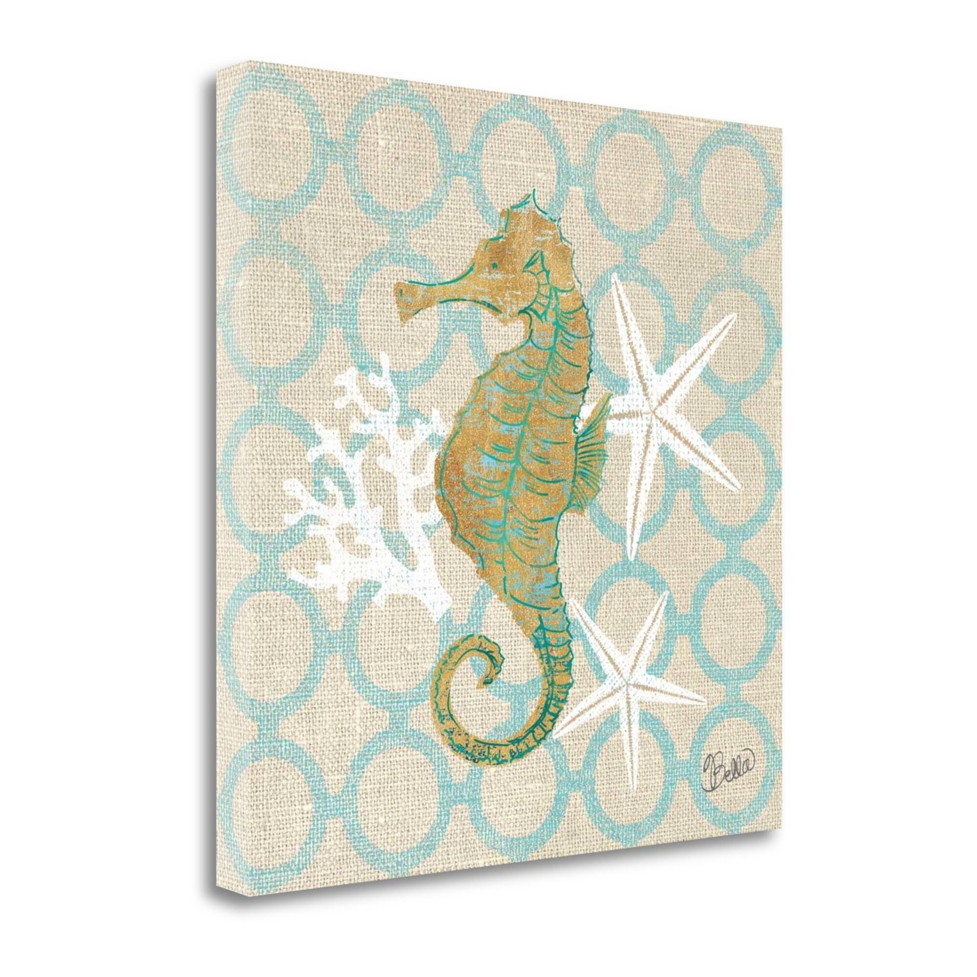 25x22 x 25x22 Beach Linen Seahorse by Studio Bella Fine Art Giclee Print