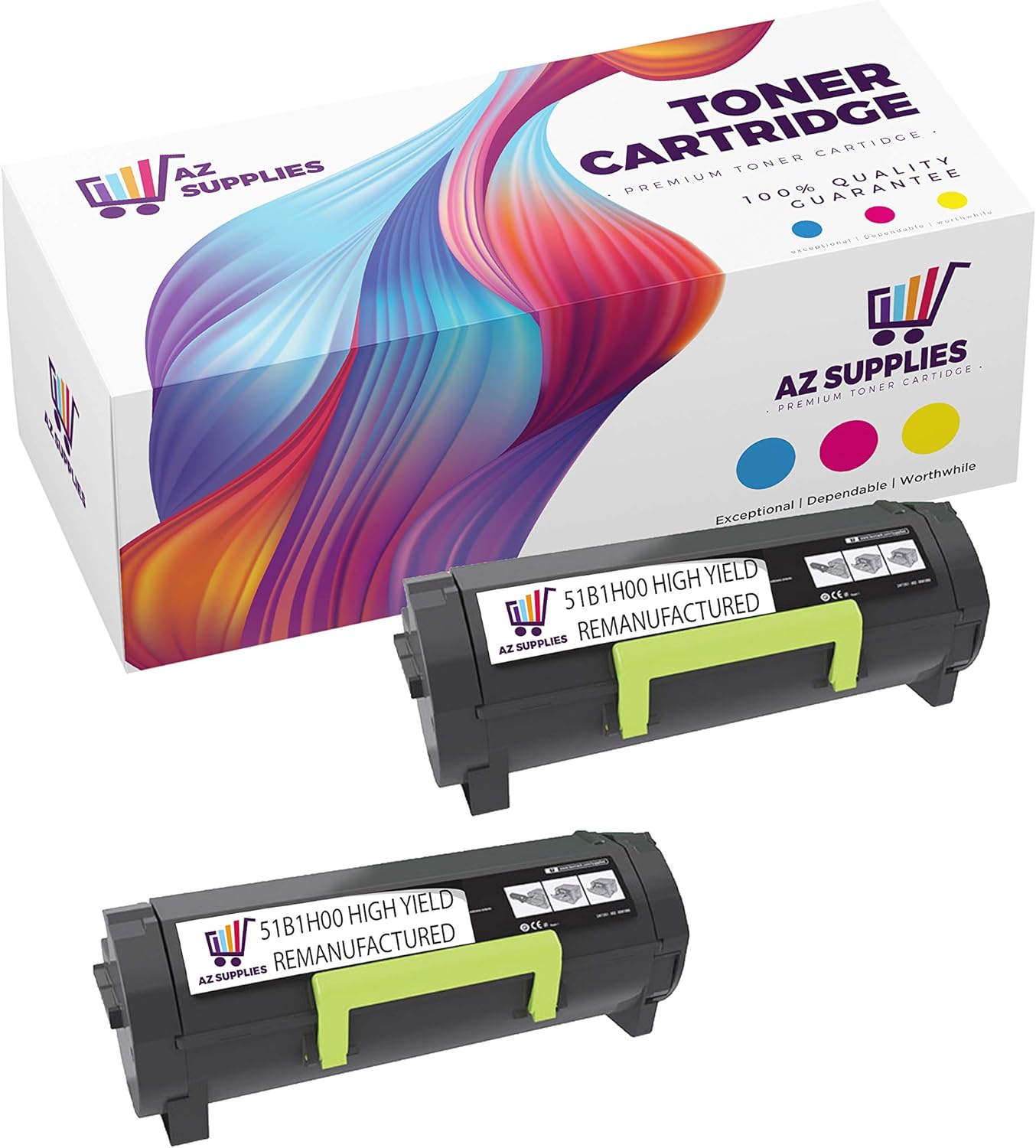 AZ Supplies Compatible Toner Cartridge Replacement for Lexmark 51B1H00 HIGH Yield REMANUFACTURED MS417DN MS517DN MS617DN MX417DE MX517DE MX617DE Black 2 Packs