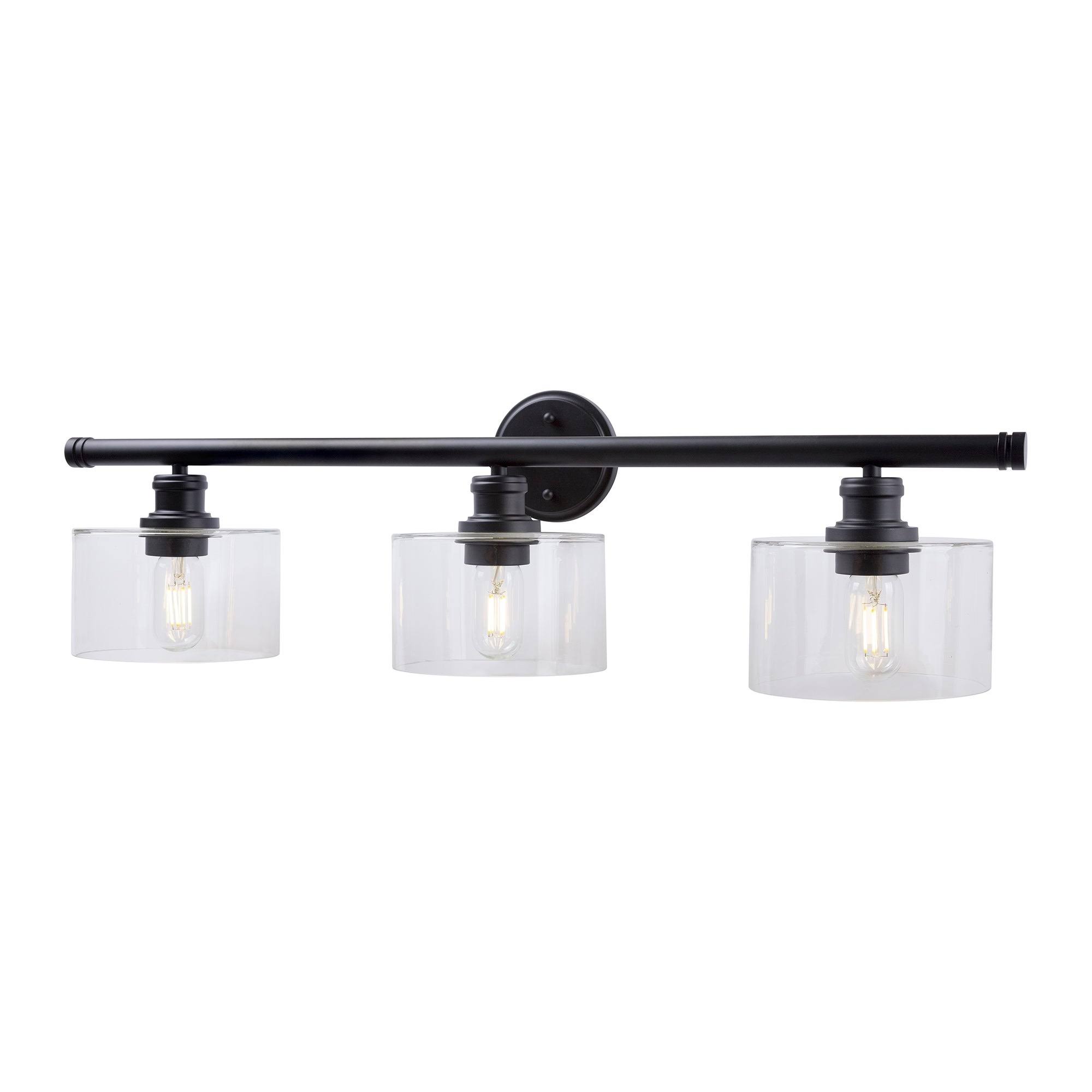 Forte Lighting-5748-03-04-Zane - 3 Light Bath Vanity Black Finish