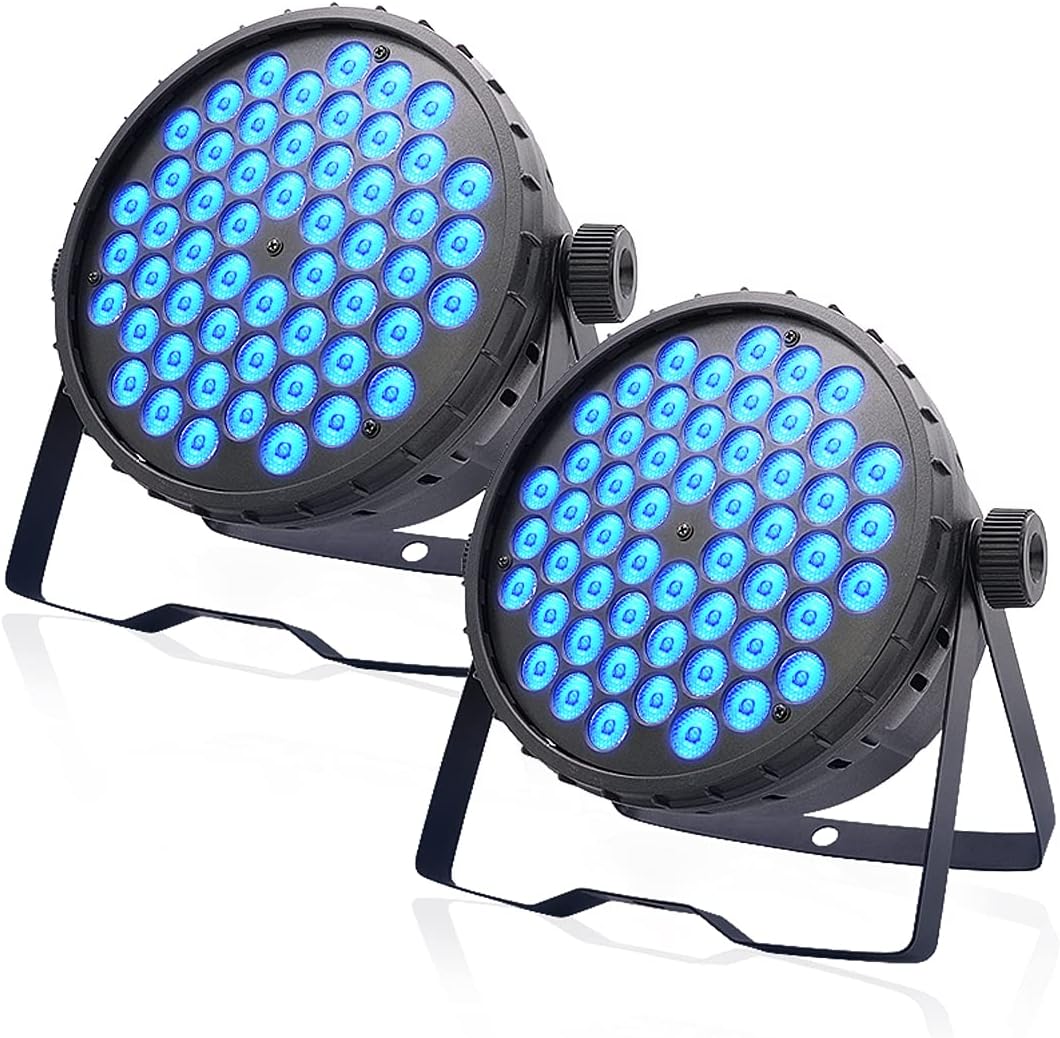 BETOPPER DJ Lights 2 Pack, 54x3W LED Par Lights, DMX Stage Lights Sound Activated, Strobe Wash Lights for Wedding, Church, Party, Club, Concert and Festival Events
