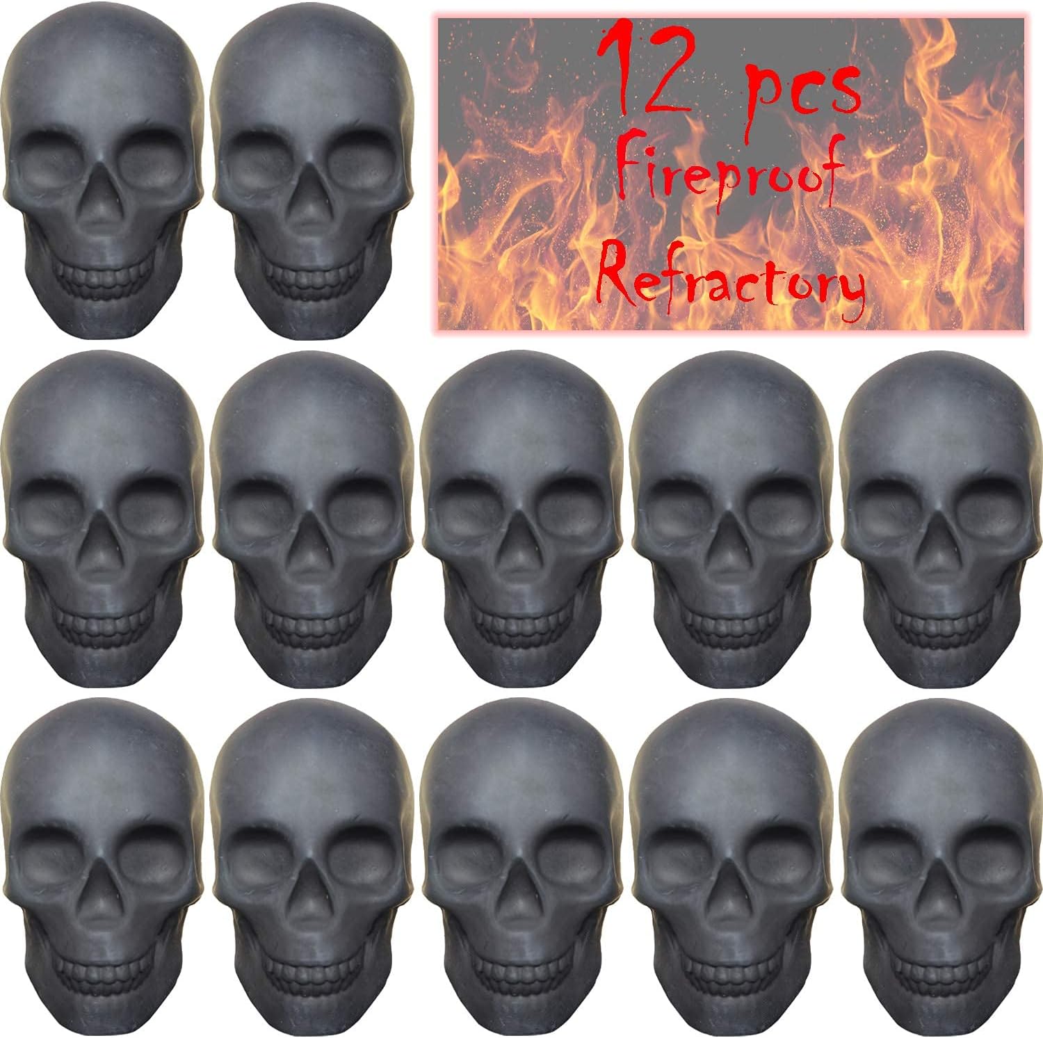 Skull Charcoal （Fireproof）（Refractory） Imitated Human Skull Gas Log for Indoor or Outdoor Fireplaces, Fire Pits Halloween Decor