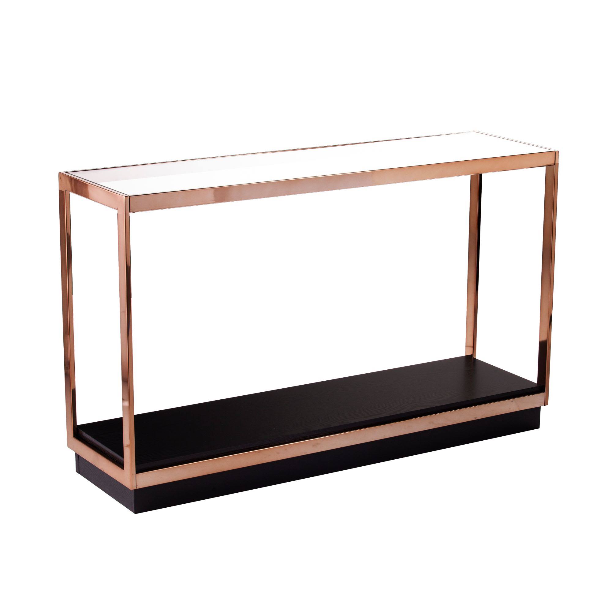 48.25x22 Clear and Black Contemporary Rectangular Top Console Table