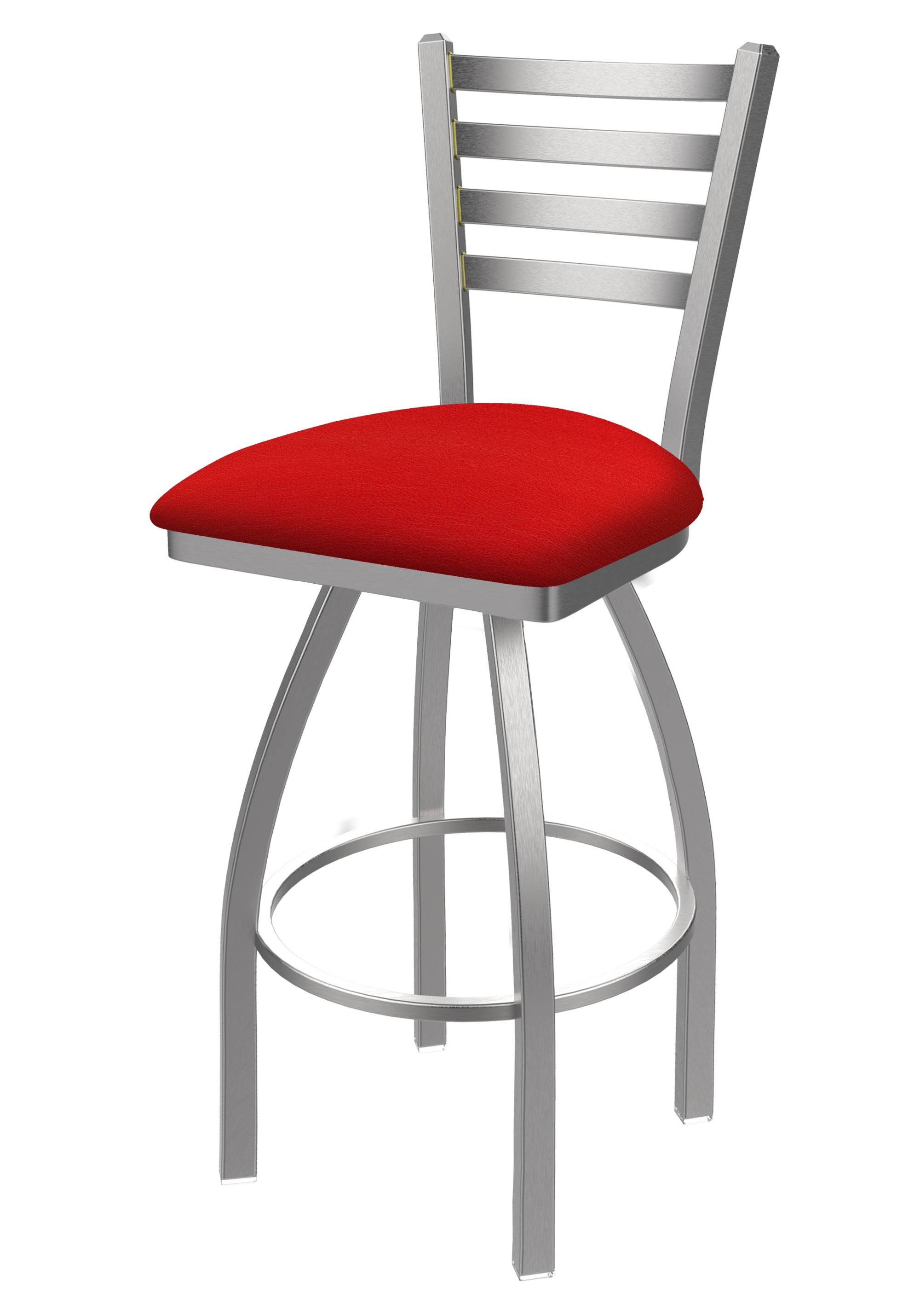 Holland Bar Stool 410 Jackie 30x22 Swivel Bar Stool with Stainless Finish and Canter Red Seat