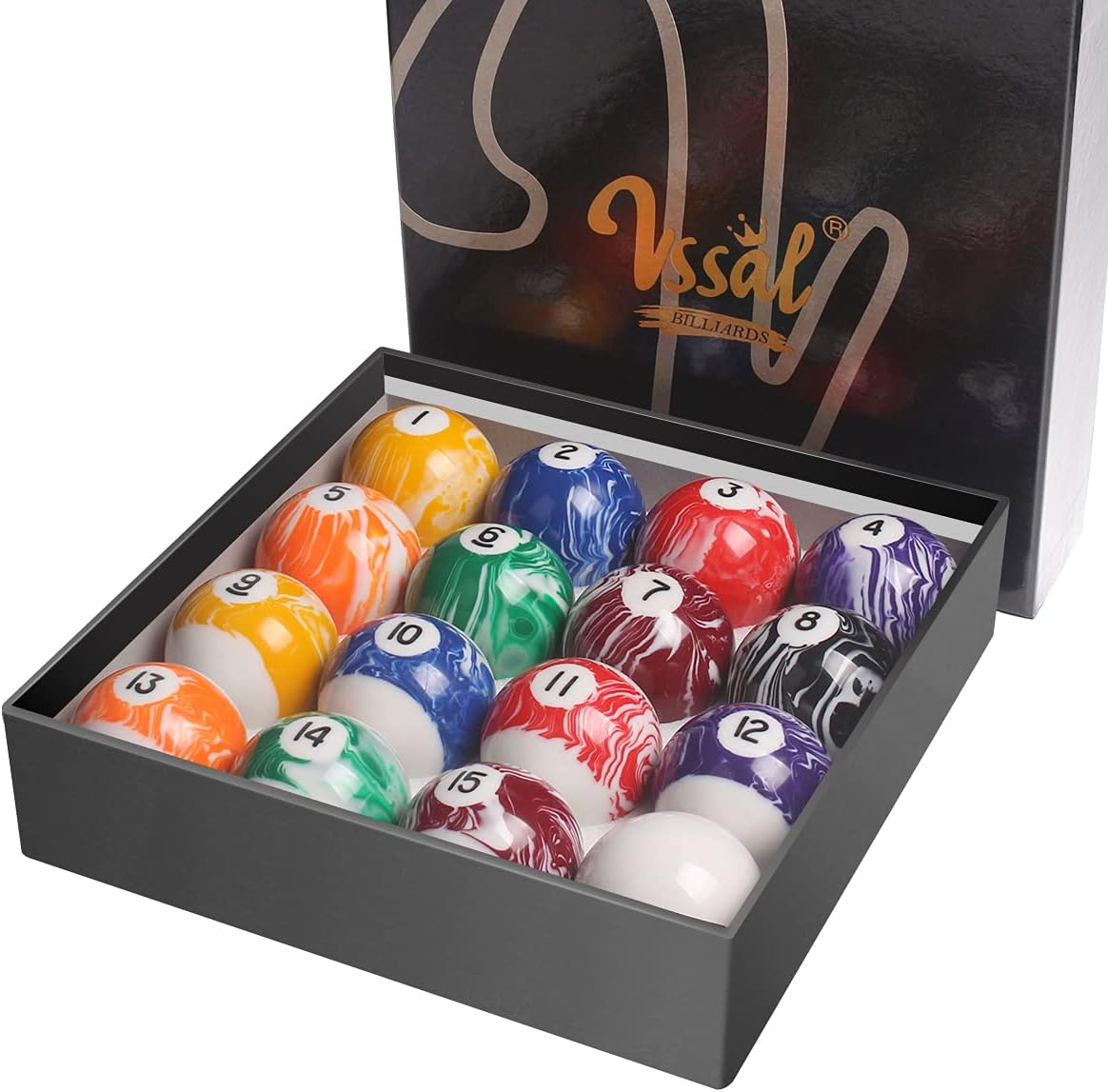 VSSAL Billiard Balls Set Pool Table Balls Marble-Swirl Style 16 Ball Set Pack of 2