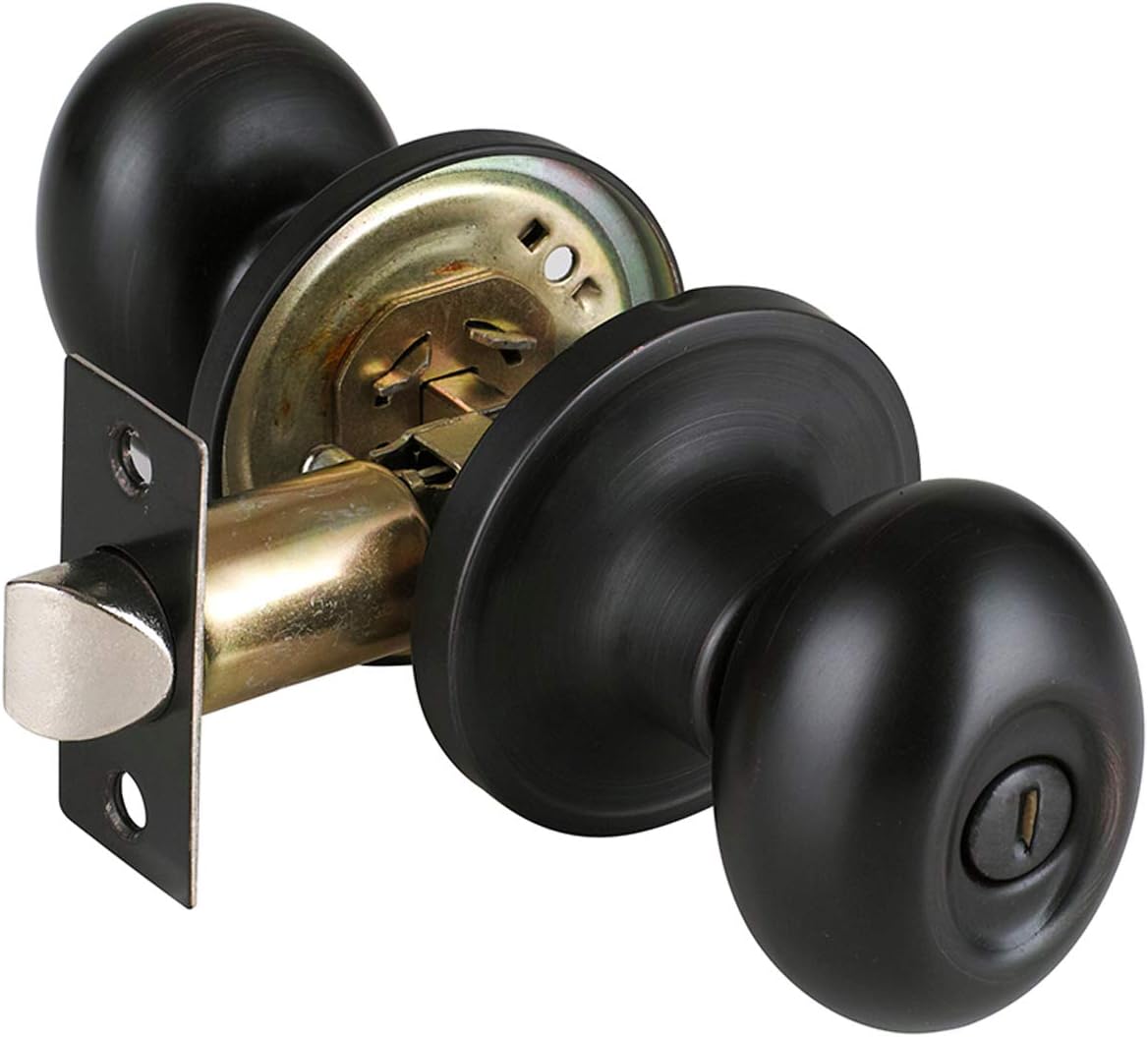 Oval Entrance Door Knob Front Door Knob Entry Knob Lockset Oil Rubbed Bronze 692-ORB-SET (1 Pack, Entry & Front Door)692-ORB-ET Pack of 2