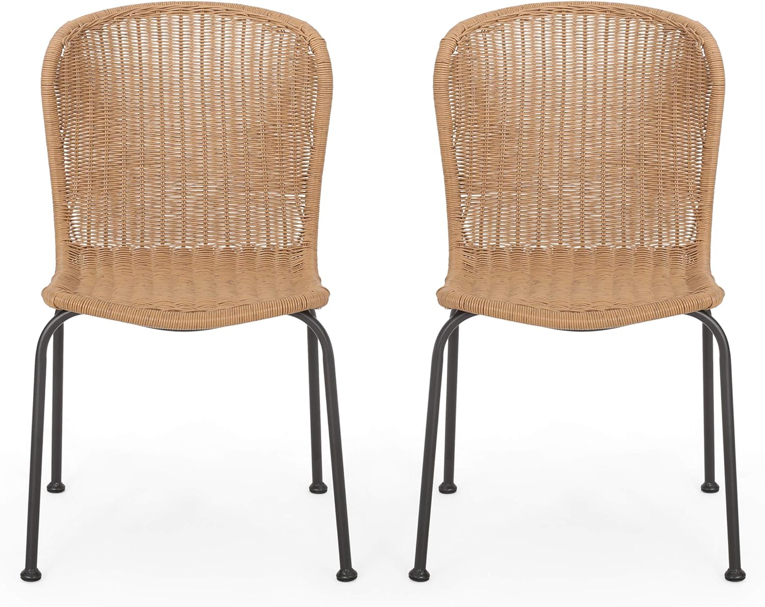 Christopher Knight Home 311696 Dinah Outdoor Wicker Dining Chair (Set of 2), Light Brown, Black