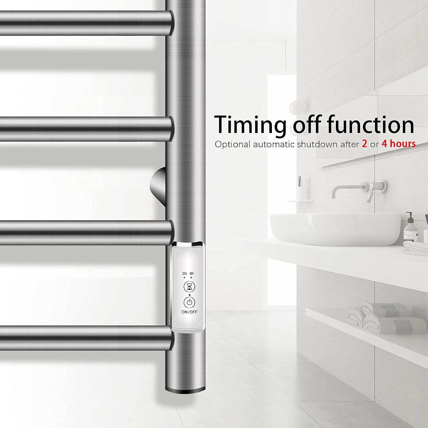 MOBIDER Towel Warmer for Bathroom, Heated Towel Rack with Timer, Towel Heater with Wall Mounted Plug-in Design for Drying Spa(Brushed,12 Bars)