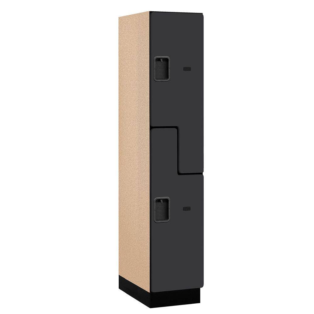 Salsbury Industries Extra Wide Designer Wood Locker - Double Tier S Style - 1 Wide - 6 Feet High - 21 Inches Deep - Black