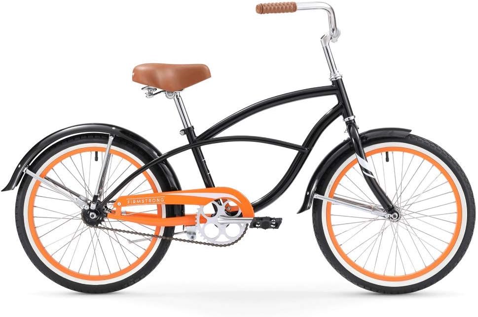 Firmstrong Special Edition Urban Boy Cruiser Bike, 20 Inches, Single-Speed, Black with Orange Rims