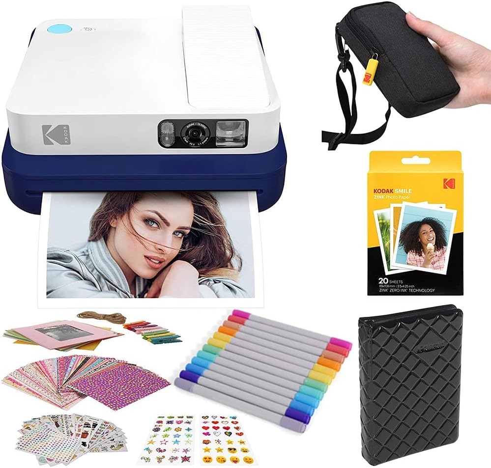 KODAK Smile Classic Digital Instant Camera for 3.5 x 4.25 Zink Photo Paper - Bluetooth, 16MP Pictures (Black)