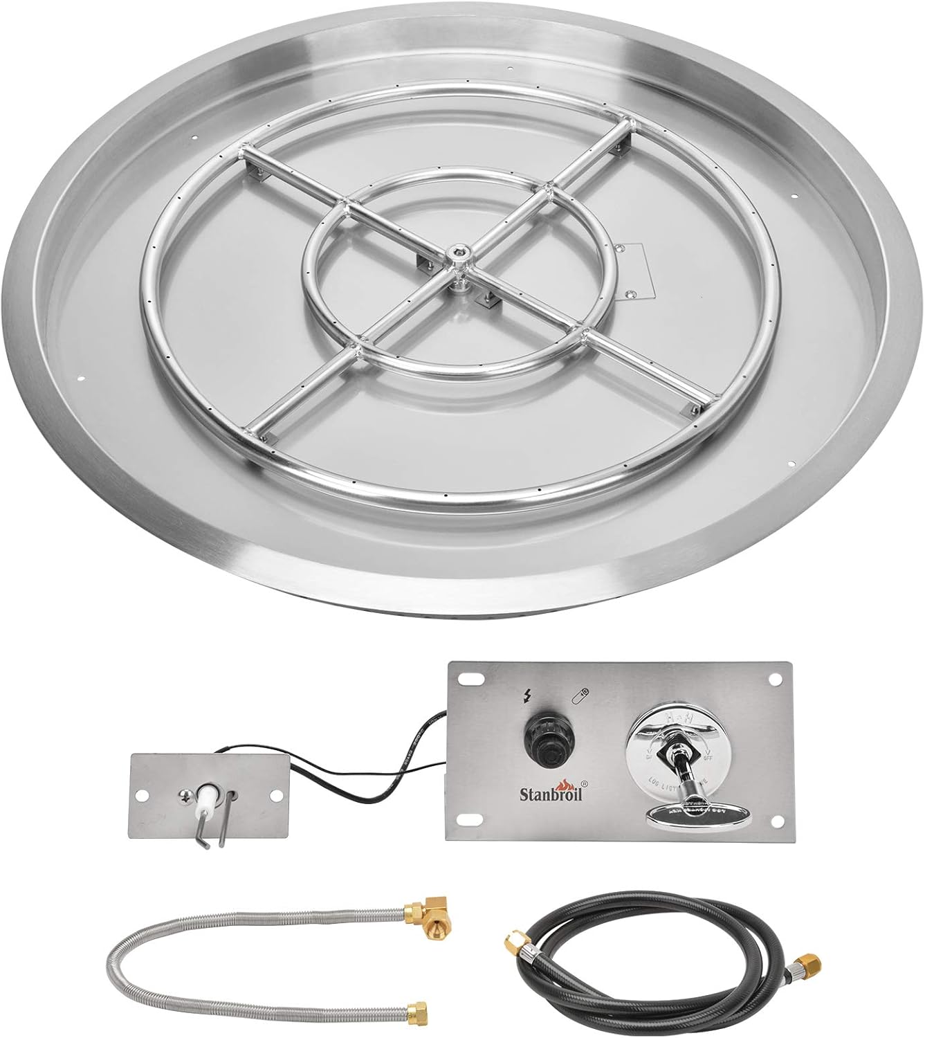 Stanbroil 31 inch Round Drop-in Fire Pit Pan with Spark Ignition Kit Natural Gas Version Pack of 2