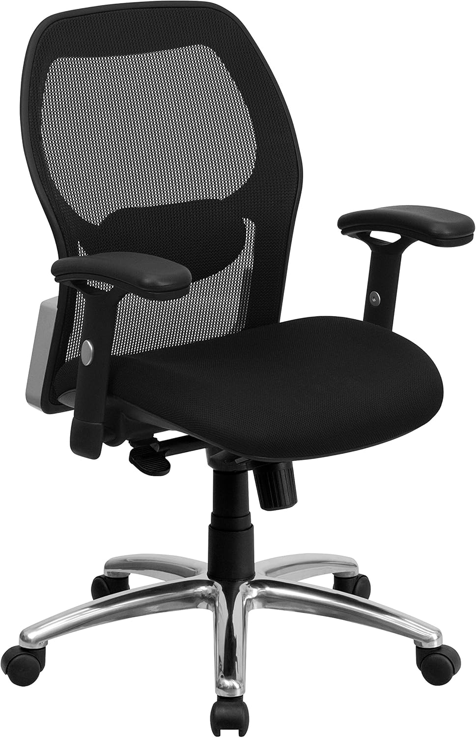 Flash Furniture Mid-Back Black Super Mesh Executive Swivel Office Chair with Knee Tilt Control and Adjustable Lumbar & Arms
