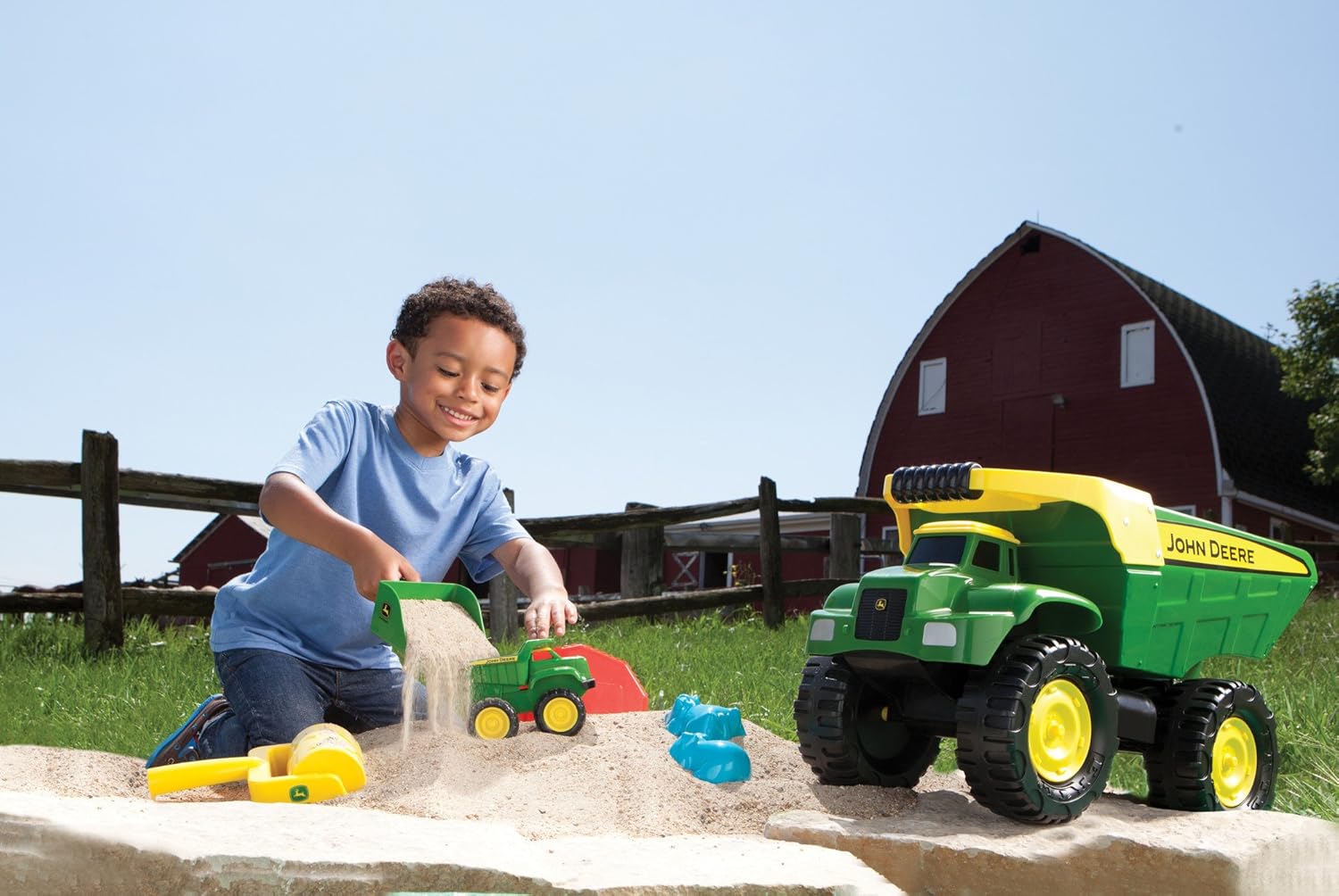 TOMY John Deere Durable Construction Vehicles Toy for Kids, Big Scoop Dump Truck, 21 Inch Pack of 2