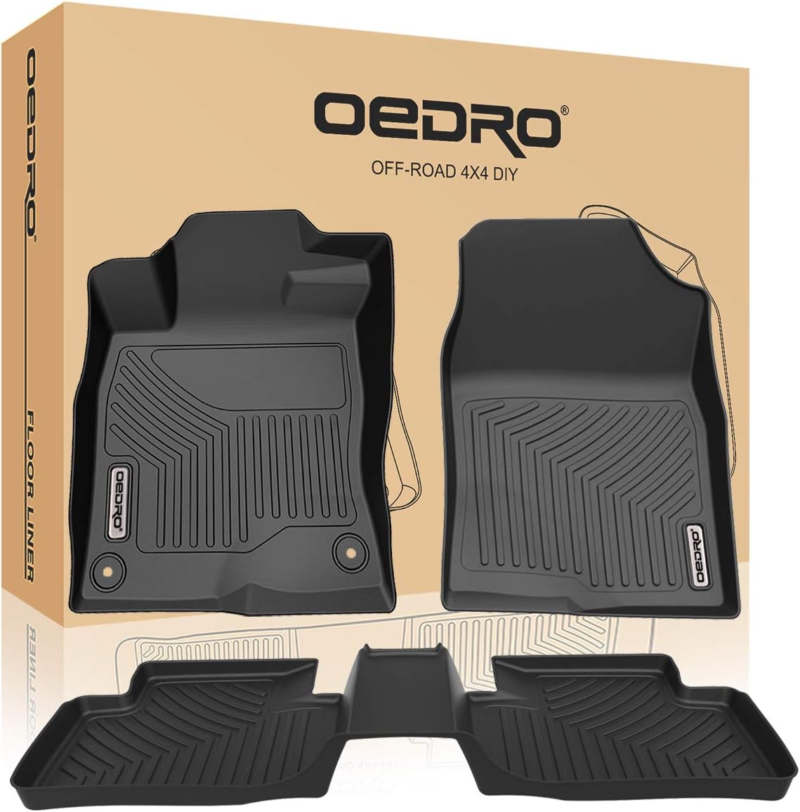 OEDRO Cargo Liner Fits for 2016-2021 Honda Civic Sedan, (Not Fit for Civic Hatchback, Not for Civic Coupe), Custom Fit Black TPE All-Weather Automotive Cargo Trunk Mats