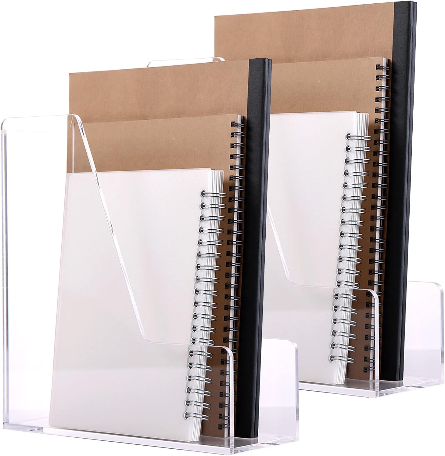 SANRUI Magazine File Holder Rack Organizer Desk Organizer Clear Acrylic Vertical 2-Pack Pack of 2