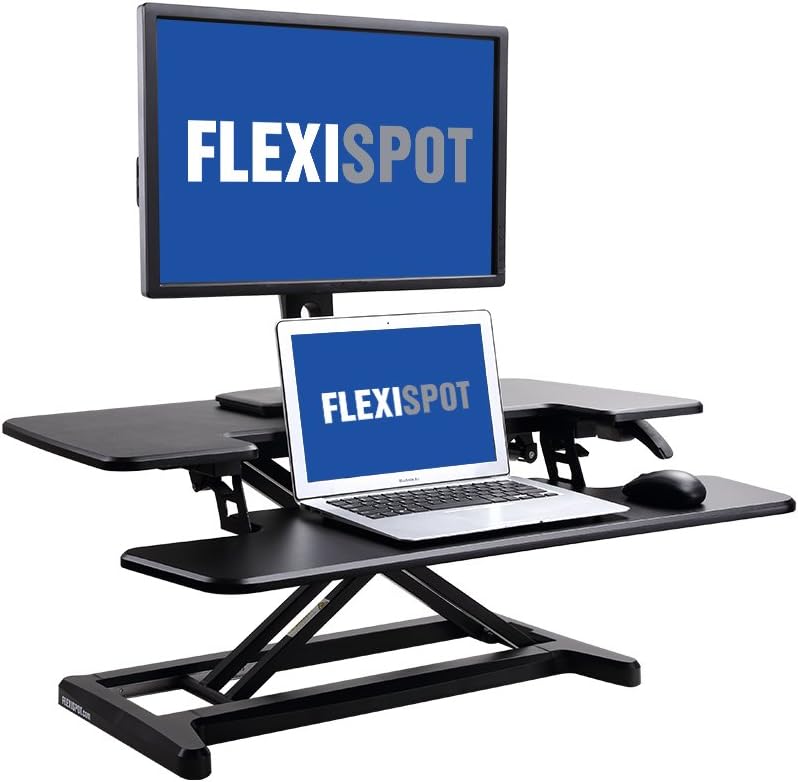 FLEXISPOT Standing Desk Hight Adjustable Desk Riser with Deep Keyboard Tray for Laptop - 35