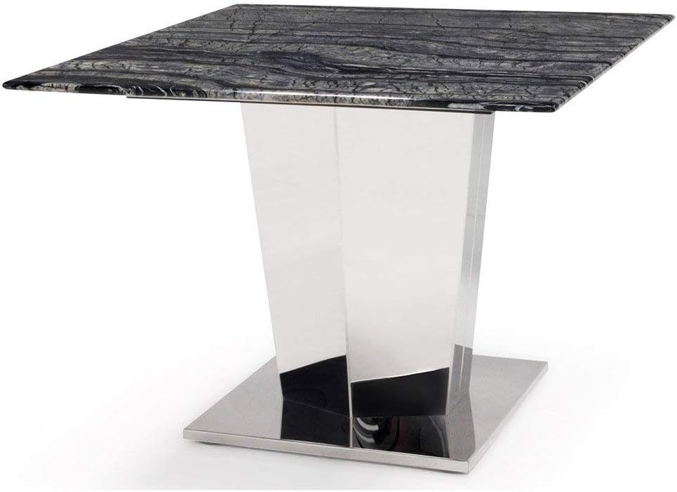 Zuri Furniture Black and White Marble Brushed Stainless Steel Sirah End Table