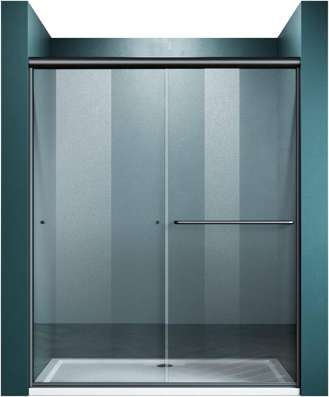 Elegant 54 in. W x 72 in. H Double Sliding Shower Door with 1/4 in. Clear Tempered Glass Semi Frameless Sliding Glass Shower Enclosure in Black Hardware