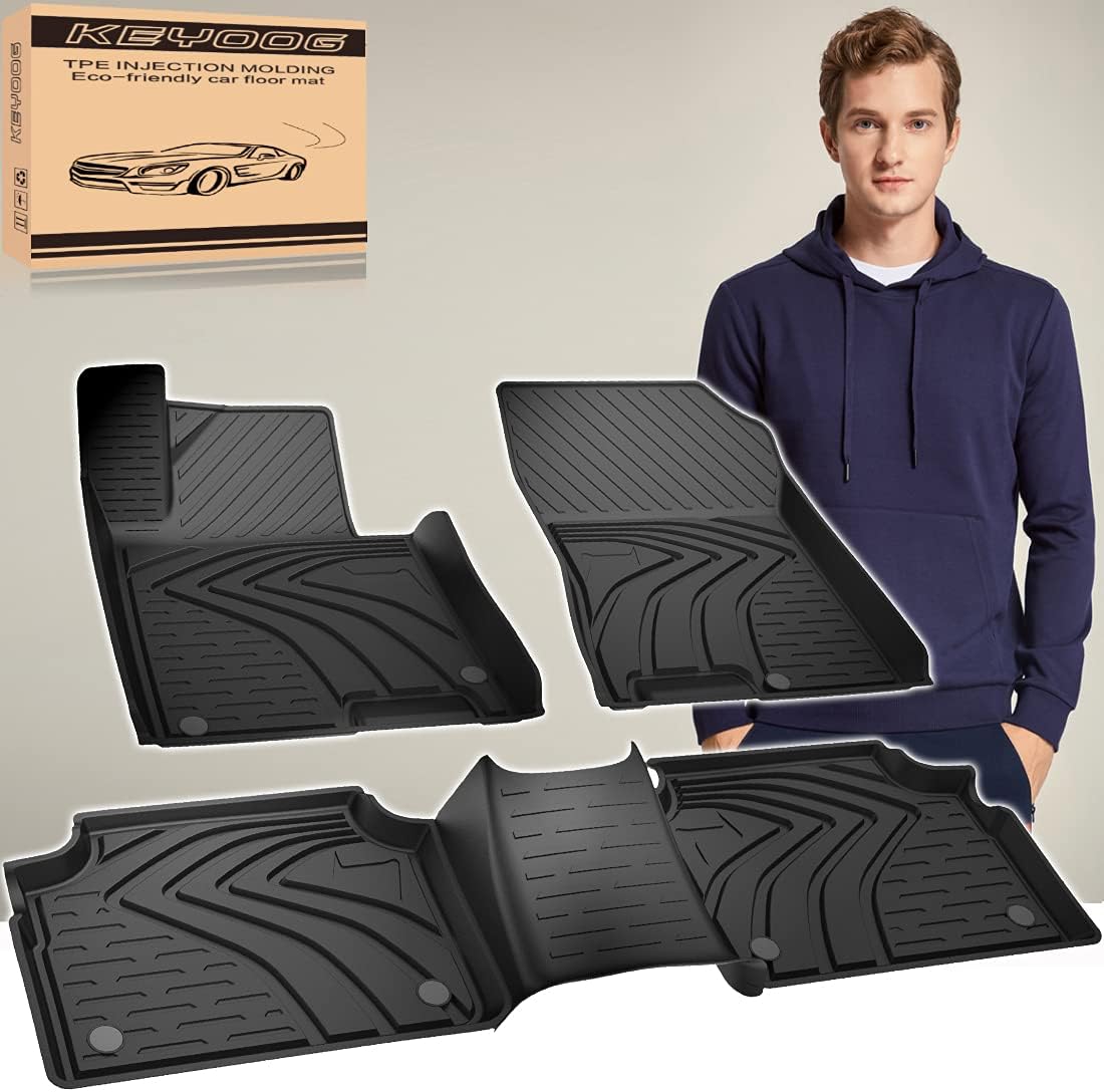 KEYOOG For 2021 2022 Kia K5 (Only FWD and NOT 2016-2020 Kia Optima)/ 2020-2022 Hyundai Sonata, Car Floor Mats Black TPE Special All-Weather Automotive Mat Interior Accessories Includes 1st and 2nd Row