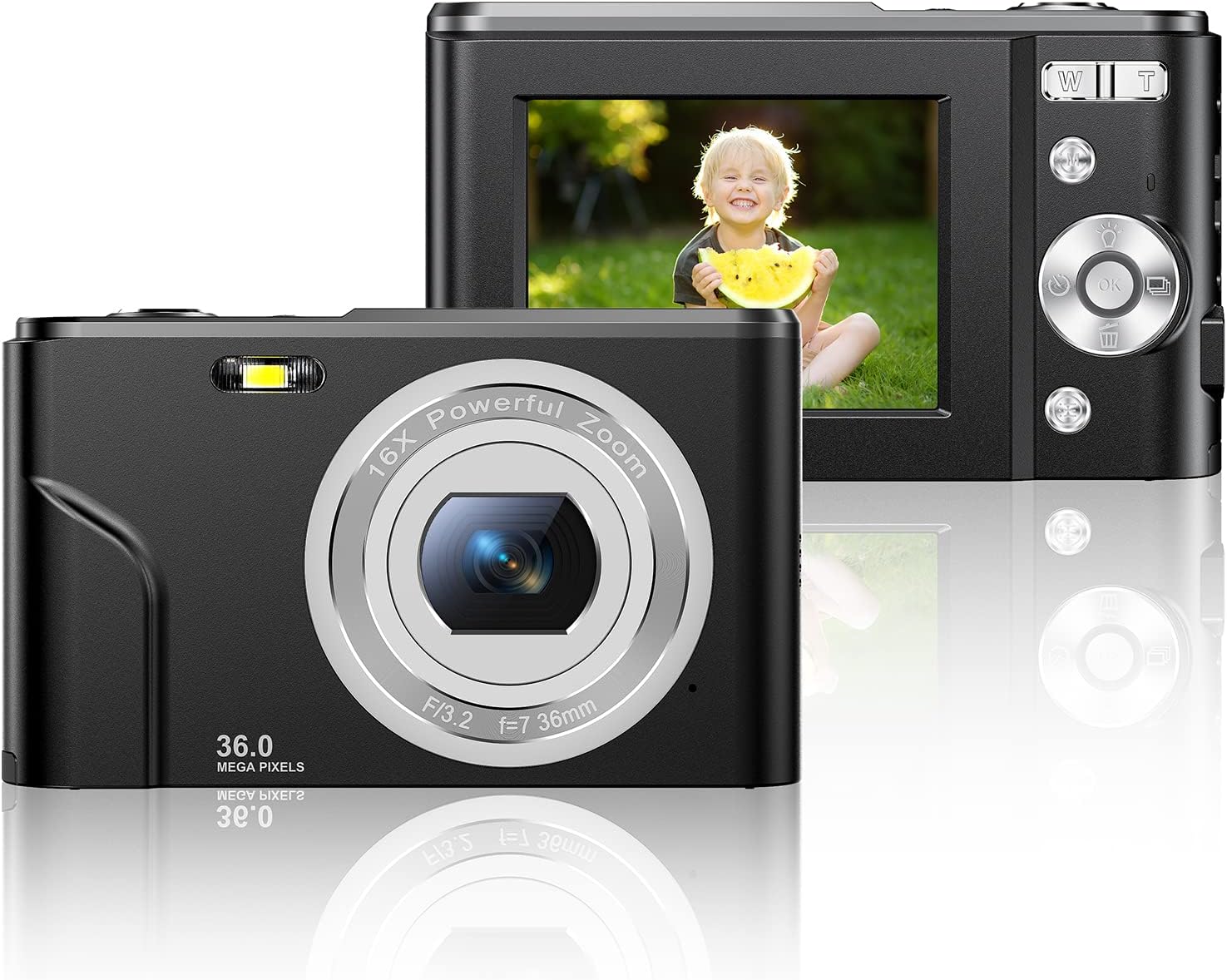 Digital Camera, AOREGRE FHD 1080P 36.0 MP Vlogging Camera with 16X Digital Zoom, 2.4 Inch LCD Screen, Compact Mini Small Camera Gift for Teens, Kids, Students (Pink) Pack of 2