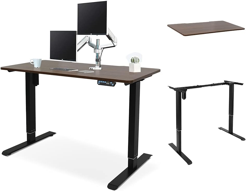Electric Adjustable Standing Desk Frame - Stand up Desk Frame with Height and Width Adjustable Desk Sit Stand Desk Base Single Motor Memory Preset Controller Home Office Black (Frame Only)
